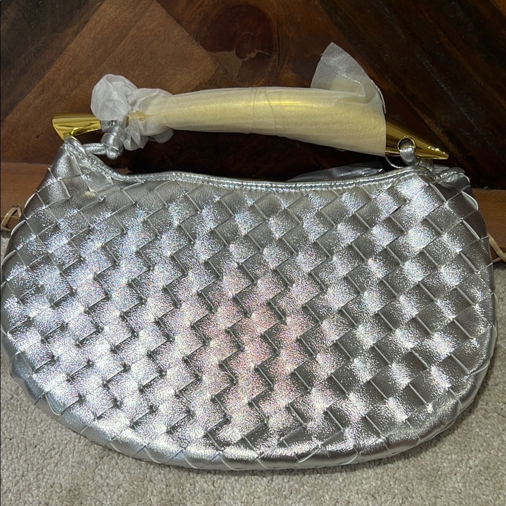 Silver Woven Women's Bag